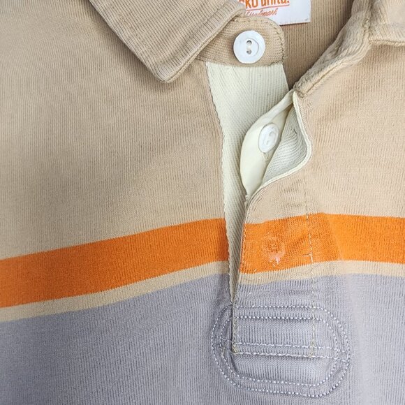 Vintage Y2k Ecko Unltd Unlimited Logo Patch Orange Striped Rugby Button Up Large - Picture 5 of 15